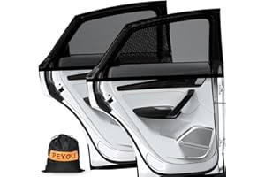 PEYOU Car Window Shades for Baby 2 Pack, Stretchable & Breathable Spandex Rear Car Sun Shade for Baby Effectively Blocks UV Rays & Sun Glare & Mosquito for Kids/Adults/Pets- 44.9"X19.7" Fits 99% Cars