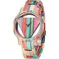 Men Watches with Handmade Colorful Bamboo Wood Watch Analog Quartz Wooden Watch for Men
