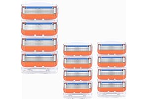 ISSIMOBER 12 Refills Razor Blades Refill for Gillette Fusion Razor, 5-Layer Face Shaver Replacement Blades Compatible with Fusion Razor Smooth and Comfortable Shaving (Orange)