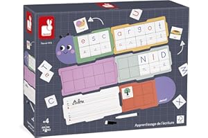 Janod - Apprentissage de l'Ecriture - Idéal Préparation Maternelle et Petite Section - Apprendre Les Lettres - 6 Planches et 78 Lettres Magnétiques - Jouet Educatif Enfant - Dès 4 Ans - J05092