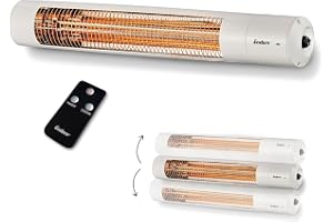 Enders Väggvärmare, Oxeo White, elektrisk radiator, värmesvamp, halogenstrålkastare, infraröd strålningsvärme, 3 effektinställningar upp till 2 000 W, fjärrkontroll och väggfäste, lutningsvinkel