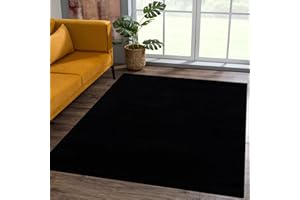 SANAT Dywan z krótkim włosiem do salonu – uniwersalny, nowoczesny dywan do sypialni, gabinetu, biura, korytarza, pokoju dziecięcego i kuchni – czarny, 120 x 170 cm