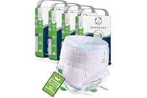 SENSALOU Pantalones Incontinencia para Adultos Hombre y Mujer - Ropa Interior - Protector Perdidas de Vejiga Débil - Pañales Desechables Mojar Cama, Maternidad - 88 unidades - Blanco, Tallas Grande