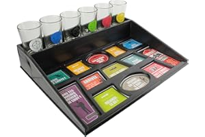 Mister Gadget - MG3042 Jeu à Boire Shooter avec Plateau - 6 Verres à Shot, 6 Jetons, 1 Dé - pour Soirées Amicales - Dimensions 27,30 x 22,30 x 9 cm - Multicolore