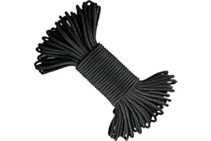 GOPEU Cordón de Poliéster 4mm * 25m. Fabricado en España. Cordon para Aire Libre, Exteriores, Jardín y Bricolaje. Negro
