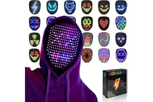 MOYACA LED-Maske mit Gestenerkennung, LED-beleuchtete Gesichtsverwandelungsmaske für Kostüm, Cosplay, Party, Maskerade, leuchtende Maske für Halloween