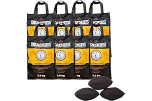 BlackSellig Beachies 20 kg (8 x 2,5 kg) Kokos Grill Briketts – Reine Kokosnussschalen – Profiqualität für Events & Gastronomie – heiß, raucharm & nachhaltig