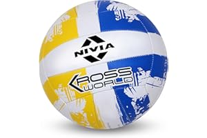 NIVIA for Men & Women-Adult 2250 Recreation Ball (Yellow/Blue, Size-4) | Material-Rubber | Air Retention & High Bounce | Rubberized Stitching | Ideal for Training