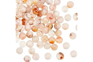 OLYCRAFT 60 Stück 6mm Kirschblüten Achatperlen Natürliche Achatperlen Natürlicher Abstandshalter Lose Perlen Edelsteine Runde Perlen Für Die Herstellung von Schmuck DIY Armbändern – Loch:0.8mm