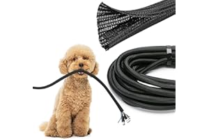 JOTO [8M] Manga Flexible de Cable, Cable Sleeve Organizador Protector de Gestión de Cables, Útil para Escritorio TV Computadora Automotriz Oficina Entretenimiento en el hogar - Negro