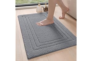 DEXI Tapis Salle de Bain Antiderapant 50 x 80 cm, Microfibre Moelleux et Absorbante, Doux et Confortable, Lavable en Machine, pour Douche, Baignoire, Toilettes, Gris foncé