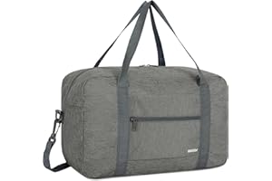 WANDF Mała torba kabinowa, 40 x 20 x 25 cm, do Ryanair Airlines, składana torba podróżna pod siedzeniem, wodoodporna, podręczna, torba na bagaż podręczny, torba na weekendowy wyjazd na noc, dla kobiet i mężczyzn, od WANDF (szary dżins, 20 l z paskiem na głowę), B-denim szary z paskiem Should