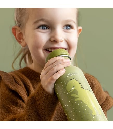 Gourde Enfant Trixie 500ml - Acier Inoxydable, Design Mrs. Cat, Bouchon Sécurisé - Marron