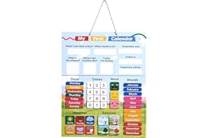 Chuckle My First Calendar for Kids - Days of the Week & Weather Learning Chart - 40 x 32cm, Magnetic with Hanging Loop, Educational Children Toy for Home & Classroom