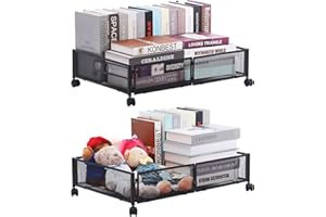 Caluself Boîte de rangement sous le lit avec roues - Rangement sous lit - tiroir - Montage sans outil - Pour vêtements, literie, couvertures et chaussures (60 x 40,5 x 16 cm)