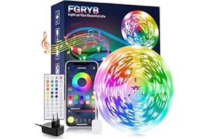 FGRYB LED Strip 10M RGB Streifen, mit Musik Sync Farbwechsel Lichterkette mit Fernbedienung & Bluetooth App Ultralang Dimmbar Lichtband für Zuhause Schlafzimmer Küche Party
