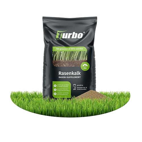 Lawn Lime and Garden Lime, Turbo Green, 18 kg for 180 m², Healthy Lawn Against Moss and Fungi, Reinforced Fertilisation, Low Dust, Lawn Fertiliser Spring, Ideal for the Spreader