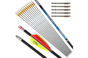 surwolf 31" Flèche en Carbone Pur pour compétition Spine 200~1500 Flèches de Chasse ± 0,003" ID4,2 mm pour Arc Classique et Arc à poulies 12 pcs