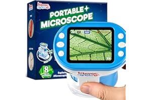 Klever Kits Microscope Explorer Set for Kids, 2 in 1 Science Experiment Toy with Portable Microscope and 12 Specimen Slides, 60X-180X, Educational Toys for Kids Aged 5+