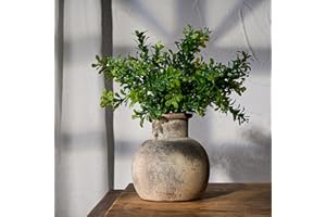 ‎PORCER PORCER 15,2 cm Antike Keramikvase, Terrakotta, Boho-Dekor, Bauernhaus, Rustikale Dekoration für Wohnzimmer, Eingang, Hochzeit - Grau
