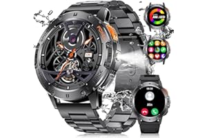 LIGE Smartwatch męski z funkcją telefonu, latarka LED, akumulator 530 mAh, wyświetlacz AMOLED 1,43", monitor tętna, monitor snu, 110 + trybów sportowych, wodoszczelność IP68, Smart Watch do systemu