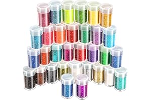 Lot de 32 paillettes de bricolage LEOBRO,32 couleurs,Paillettes fines pour résine époxy, bricolage,Paillettes artisanales pour résine, corps,Paillettes à paillettes,Carte de peinture