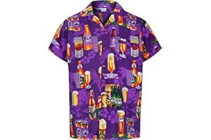 REDSTAR Hawaiian Shirts for Men Funny Shirts with Short Sleeves - Hawaiian Fancy Dress Mens Hawaiian Shirt Button Down Beer Shirts for Men - Ugly Shirts for Stag Do Accessories