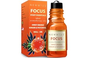 NEW MIUZ Fokus Roll-On olejek eteryczny koncentracja, pamięć, pomarańcza, imbir, paczula, funkcyjna aromaterapia, kij, samopielęgnacja, prezent do nauki, mała niespodzianka
