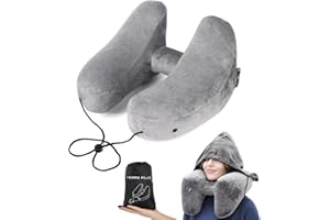 Czemo Aufblasbares Nackenkissen Reisekissen Flugzeug, Schnell Aufblasbares Nacken Kissen Flugzeug, Halskissen H Geformte Everlasting Comfort, Travel Pillow Für Reisen im Auto,Flugzeug,Zug, Grau