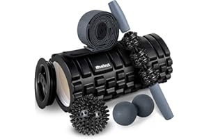 HBselect Rodillo Masaje Kit Rulo Masaje,Bola, Pelota Masaje,Bandas De Resistencia Fitnes,Rollo Masaje Para Muscular Pies y Espalda Pierna Fitness