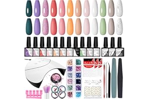 Kit Uñas Semipermanentes VANREESA 12 Colores Uñas Semipermanentes Kit con Lámpara 36W Kit Manicura Semipermanente con Base Top Mate Coat Regalos para Mujeres