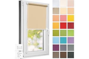 Estika Tende a rullo traslucida per interni - Cremoso - 40l x 150A cm - Tende a rullo senza forare per finestre e porte, Tenda a rullo