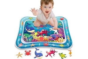 JSUEU Wassermatte Baby, Wasserspielmatte Baby BPA-frei Spielmatte Baby Aufblasbares Bauchzeit Matte Sensorisches Spielzeug Geschenke fördert das Wachstum Baby 3 6 9 Monate Blauer Ozean (66 x 50 cm)