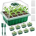 ASTARON 12-Pack Seed Trays, 144-Cell Reusable Seed Propagators with Lids Thicken Seed Starter Tray for Seedlings, Germination Trays for Seedling Mini Indoor Greenhouse for Seeds Growing
