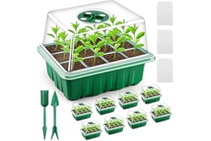 ASTARON 12-Pack Seed Trays, 144-Cell Reusable Seed Propagators with Lids Thicken Seed Starter Tray for Seedlings, Germination Trays for Seedling Mini Indoor Greenhouse for Seeds Growing