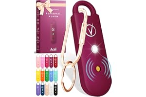 Vantamo Allarme personale da donna – Doppio altoparlante extra forte, primo con avviso di batteria scarica con luce stroboscopica, ricaricabile, allarme di sicurezza portachiavi (Acai)