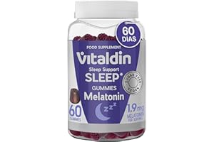 VITALDIN Gummies de Melatonina 1,9 mg - Con Vitamina B6, Pasiflora, Camomila y Melisa - Para Dormir y Mejorar la Calidad del Sueño – Vegano - Sin Azúcar ni Gluten - para 2 meses - Sabor a Mora