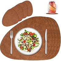 4er Set Ovale Platzsets Aus Kunstleder – Hitzebeständig, Beidseitig, Blau/gelb (45x30 Cm)