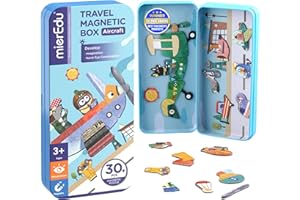 mierEdu Magnetspiel Box – Flugzeug Abenteuer, Magnetisches Reisespiel für Kinder ab 3 Jahren, Fördert Motorik & Kreativität, Perfekt für Autofahrt, Flugzeug & unterwegs