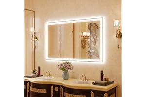 Lvifur Specchio Bagno con Illuminazione, 60 × 100 CM Specchi da Parete Dimmerabile 3 Colori di Luce Bianco Caldo Antiappannamento a LED Interruttore Tattile per Camera da Letto Hotel Parrucchiere