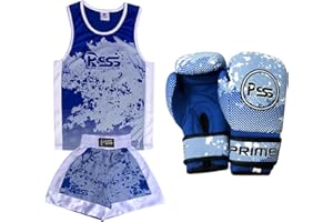 PRIME LEATHER PSS Ultimate Presents Kids Boxing Uniform Set of 2 Pieces Sublimation Design Student Boxing Uniform Uses Quick Dry Breathable Fabric+ Soft Shell Boxing Gloves 1019 6-OZ