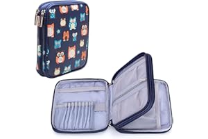 Teamoy Borsa per Gancio a Crochet, Borsa per Aghi e Accessori per Uncinetto (Senza Accessori Inclusi), Gufi