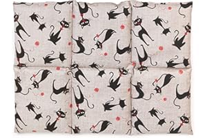 GIRAFFENLAND Cuscino termico con semi di lino 40x30 6 compartimenti, gatto Mimi. Cuscino riscaldabile per la schiena, lo stomaco e molto altro