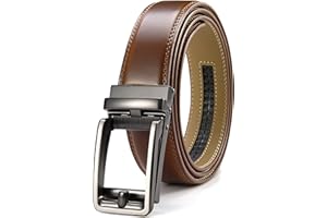CHAOREN Cinturones Hombre, Cinturón Cuero, Hebilla Automatico Ajustable, Cinturones Trinquete para Vestir Pantalones de Traje