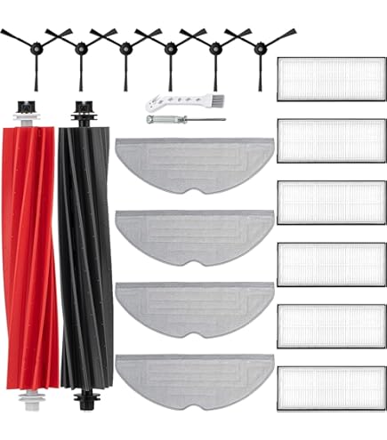 Kit Accessoires Pour Aspirateur Robot Venga VG Rvc 3000 / 3000 BS - 6 Brosses Latérales, 1 Brosse Roulante, 4 Filtres, 4 Chiffons