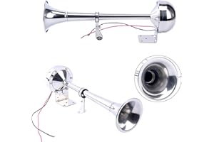 Amarine Made 12v Marine Boat Stainless Steel Single Trumpet Horn , Low Tone, 16-1/8"
