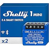 Shelly 1 Mini Gen 3 | WiFi ve Bluetooth Smart Switch R&ouml;le 1 Kanal 8A | Ev Otomasyonu | Alexa ve Google Home ile Uyumlu | iOS 