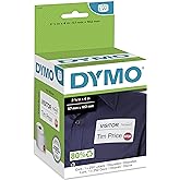 DYMO LW İsim Rozet Etiketleri, LabelWriter Etiket Yazıcıları i&ccedil;in 12 Saatte Son Kullanma Bildirim Diskleri, Beyaz, 2-1/4" x 4