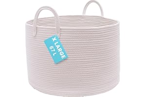 OrganiHaus Cesto XL 50x33cm Bianco – Contenitore Robusto e Morbido in Corda di Cotone per Lavanderia, Asciugamani, Giochi o Plaid
