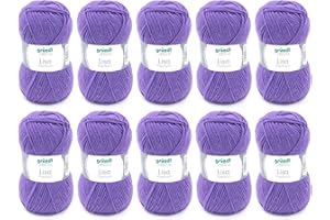 Gründl Lana Lisa Premium uni Hilo de tejer 100% poliacrílico, Hilo para tejer/ganchillo 50 g / 133 m, 10 bolas, Púrpura Oscuro